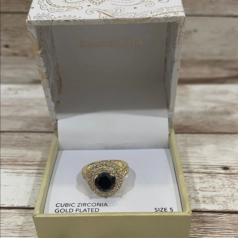 Charter Club Gold Plated‎ Ring with Dark Stone size 5 NEW
